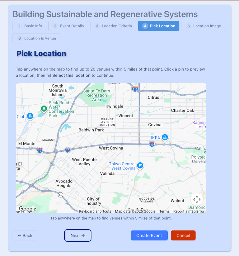 create event pick location initial