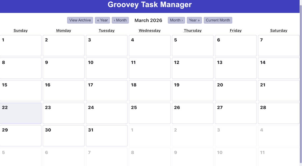 groovey task manager home page